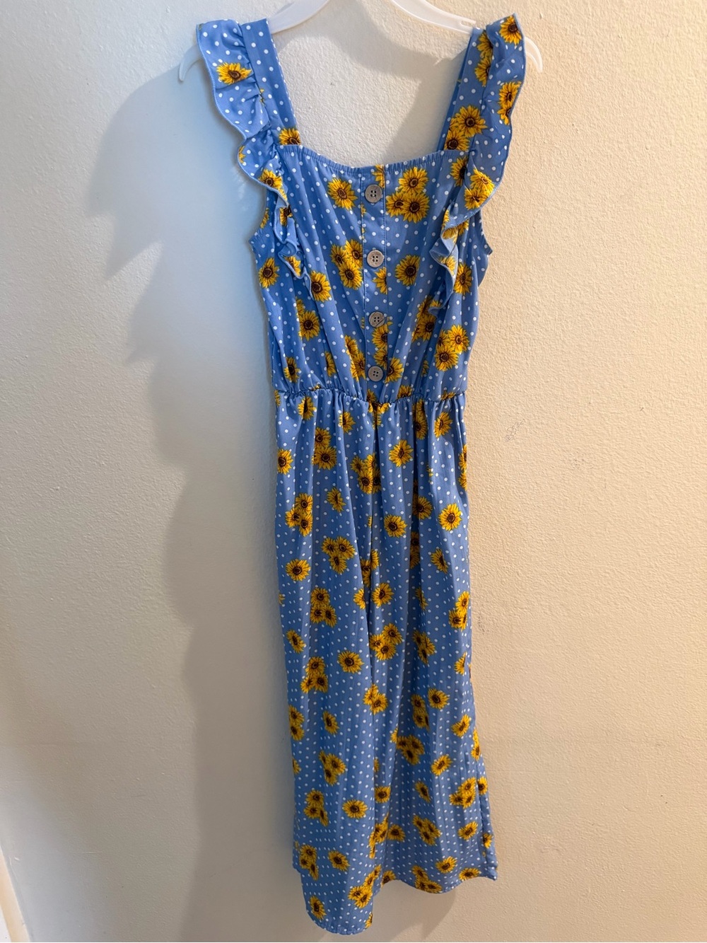 Lily Bleu Girls Lightweight Sunflower Ruffle Strap Kids 1-Piece in Blue Size 12